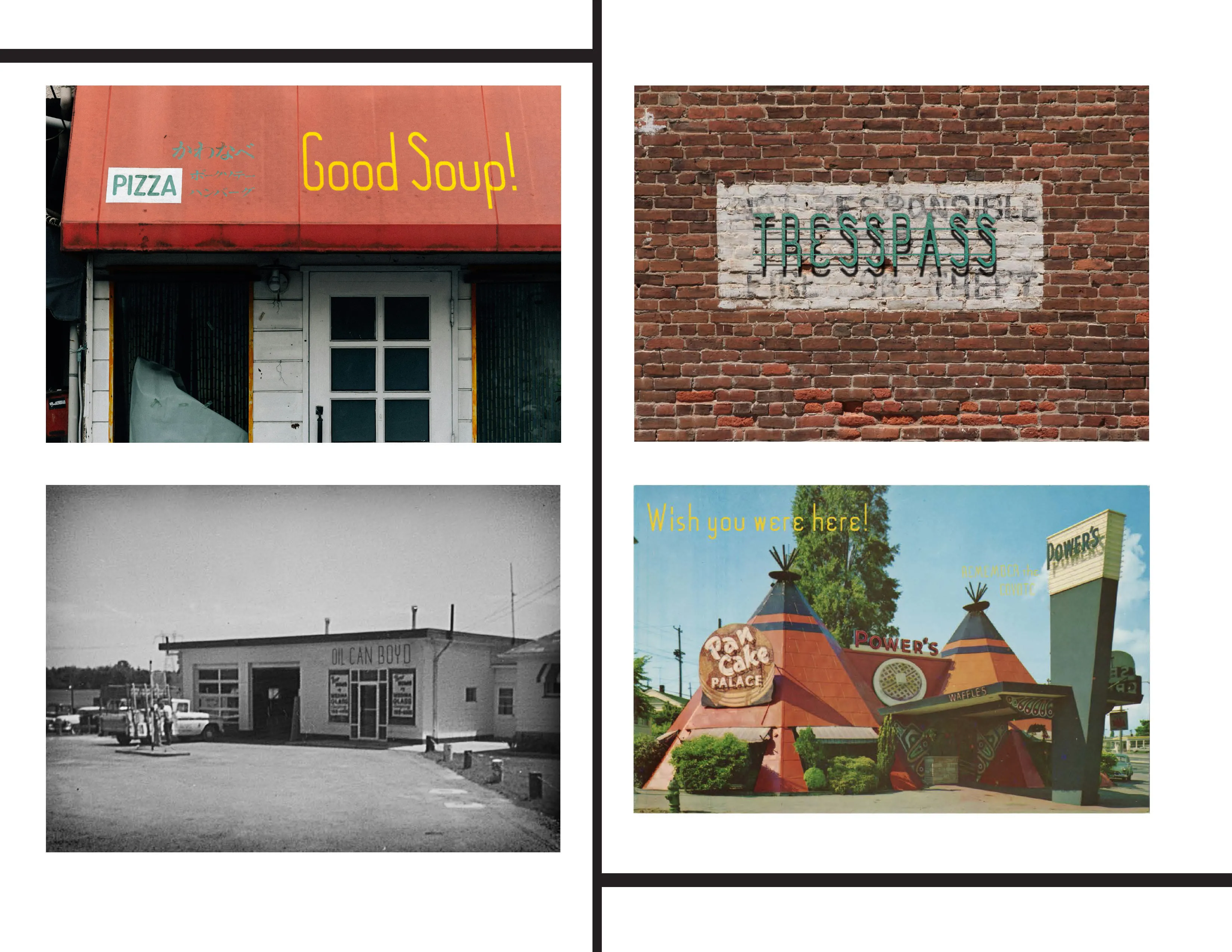 The typeface applied to storefront and roadside signage mockups