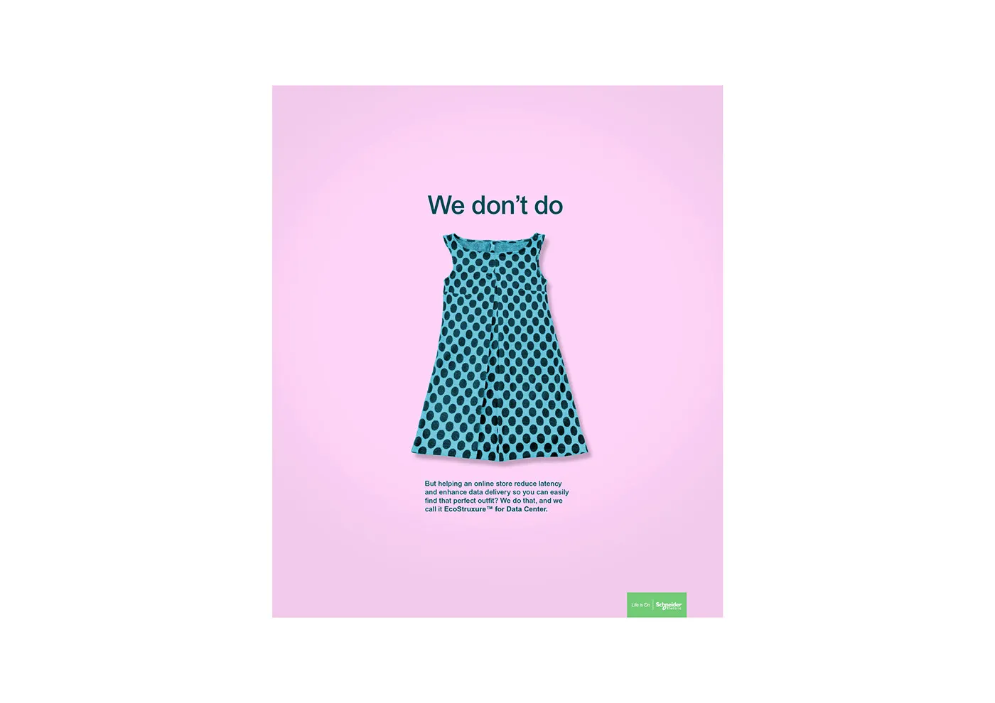 Pink poster with a turquoise polka dot dress
